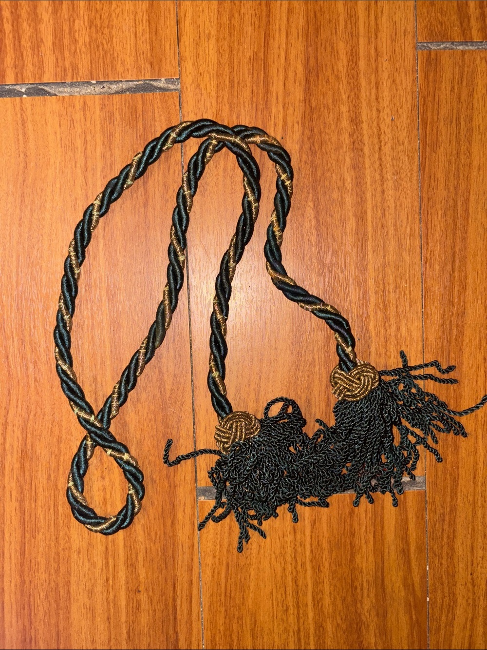 Black and Gold Braided Tassel Necklace